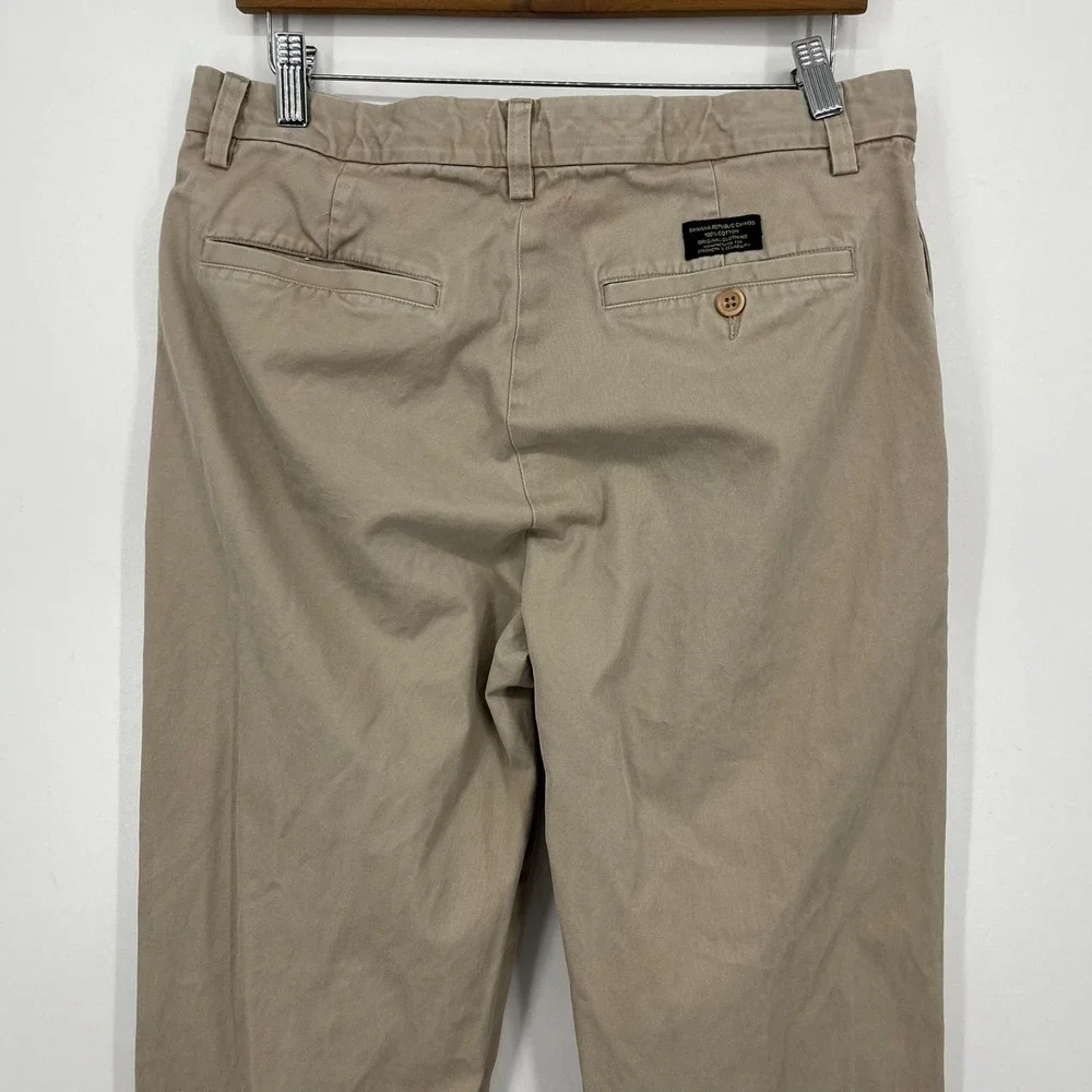 Banana Republic Chino‎ Pants Men's Size 32x34 Beige Gavin Flat Front Cotton